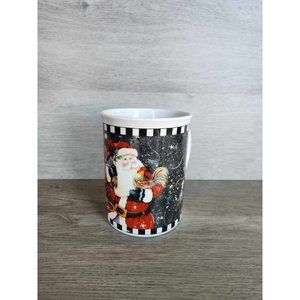 Vtg Coffee Tea Mug Cup MSI Skiing Santa Christmas Holiday Hot Cocoa